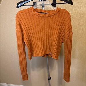 Forever 21 Y2K Ribbed Crop Sweater Orange Rust Size M